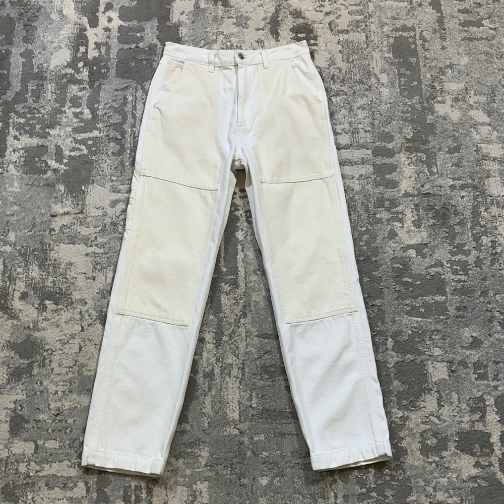 Madewell The Perfect Vintage Straight Jean Carpenter Double Knee‎ 28 White Cream